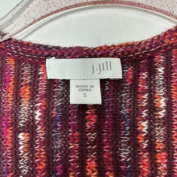 J Jill Cardigan Sweater Maroon Open Long Size S Stripe - Picture 6 of 9